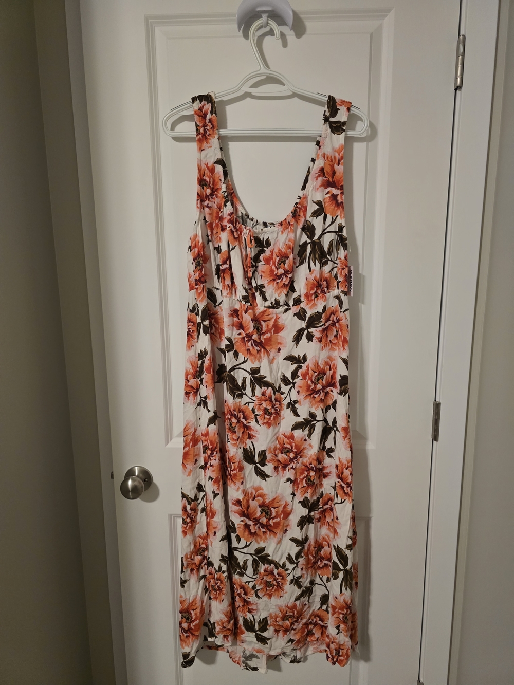 Old Navy White Maxi Dress with Orange Floral Print